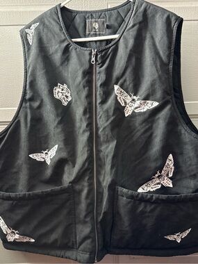 Darc Sport Black Vest with White Moth & Wolf Prints